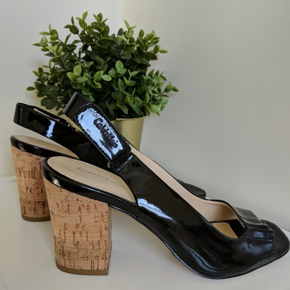 [Calvin Klein] Open Toe Slingback Block Heel Sz 8M - Picture 5 of 8